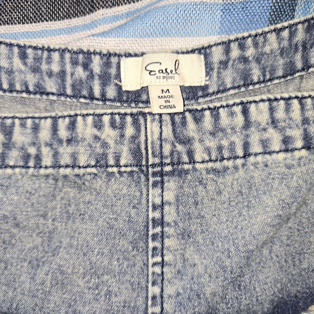 easel Light Blue Acid-Wash Denim Overalls - Picture 3 of 7